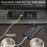 Manual Recliner Sofa Set with Wireless Charger for Living Room, Leather 3 Seater Reclining Sofa and Loveseat Seating Couch with Bass Speakers, LED Lights,Home Theater Love seat Sets with Console, Grey Comfort Stretch