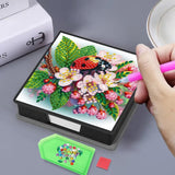 Ladybug Diamond Painting Note Box Diamond Art Painting Wooden Post Note Dispenser Memo Paper Storage Box Diamond Art by Numbers Mosaic Kits (ladybug) Generic