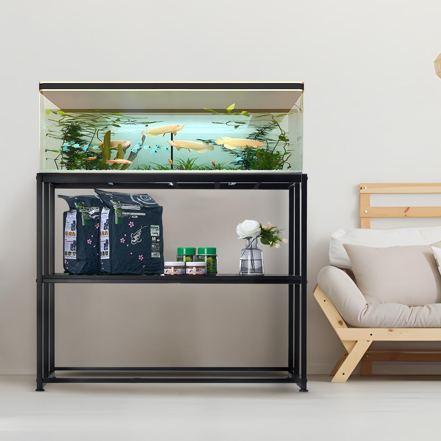 VEVOR Aquarium Stand, 40 Gallon Fish Tank Stand, 36.5 x 18.5 x 29.5 in Steel Turtle Tank Stand, 335 lbs Load Capacity, Reptile Tank Stand with Storage, Hardware Kit, and Non-Slip Feet, Black