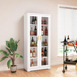 71" Glass Display Cabinet, Metal Storage Cabinet with Glass Doors, Curio Display Cabinet with 4 Adjustable Shelves, White Locking Cabinet for Living Room, Kitchen, Hallway, Office - Assembly Required MetalMax