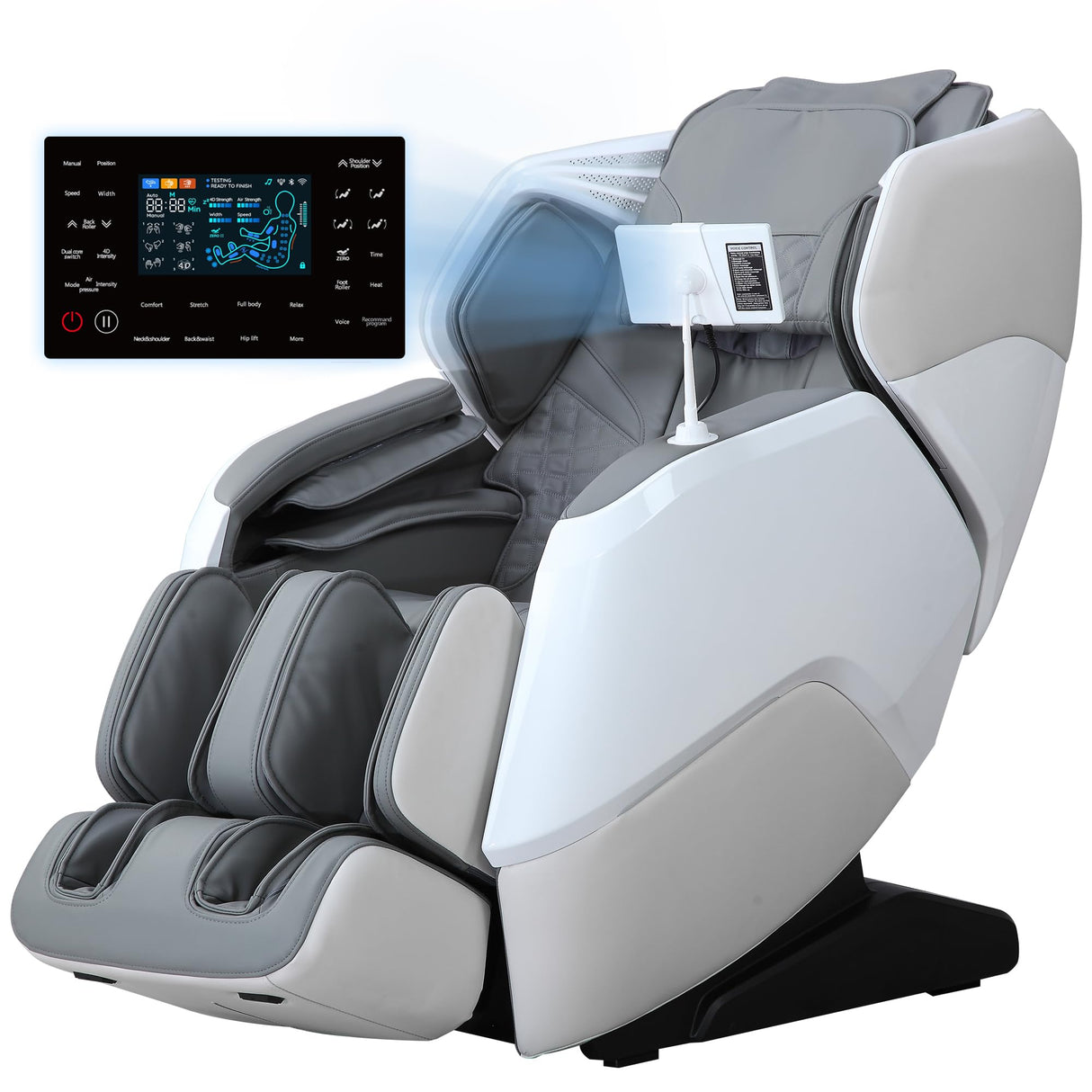 MeitFith 4D+2D Dual Mechanism Massage Chair Full Body, Zero Gravity Shiatsu SL Track Massage Chair with Heat, Calf Rollers, Bluetooth Speakers, AI Voice Control & Smart Body Scan, Grey MeitFith