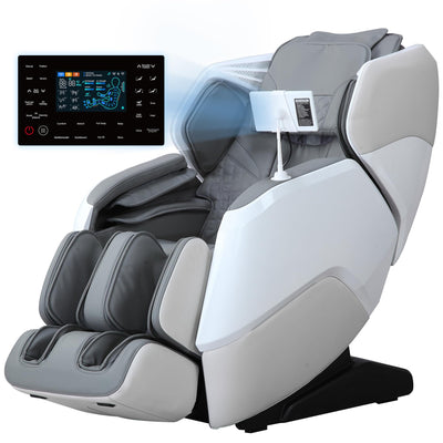 MeitFith 4D+2D Dual Mechanism Massage Chair Full Body, Zero Gravity Shiatsu SL Track Massage Chair with Heat, Calf Rollers, Bluetooth Speakers, AI Voice Control & Smart Body Scan, Grey
