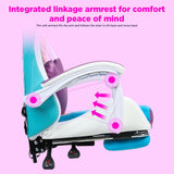 BESUFY Gaming Chair with LED Lights, Girl Video Chair, Ergonomic Computer Chair with Massage and Footrest, Heart Backrest, Height Adjustable Swivel Reclining Video Game Chairs for Adults Purple BESUFY