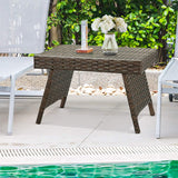 Tangkula Outdoor Folding Wicker Table, Heavy Duty Rattan Foldable Standing Coffee Side Table, for Patio Poolside Lawn Garden Balcony Tangkula