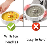 Mezchi 6 Pack Porcelain Ramekins with Handles, 14 Oz Ceramic Creme Brulee Souffle Baking Dishes Bowl, French Onion Soup Bowls for Ramen, Stew, Lava Cakes, Dishwasher, Oven, Microwave Safe, White Mezchi