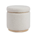 Linon Home Décor Cream Sherpa Round Storage Wooden Base by Linon Lexington Ottoman (AMZN2305) Linon