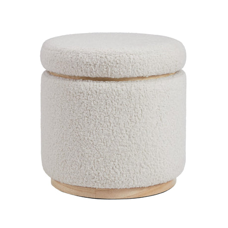 Linon Home Décor Cream Sherpa Round Storage Wooden Base by Linon Lexington Ottoman (AMZN2305) Linon