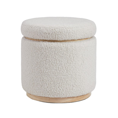 Linon Home Décor Cream Sherpa Round Storage Wooden Base by Linon Lexington Ottoman (AMZN2305)