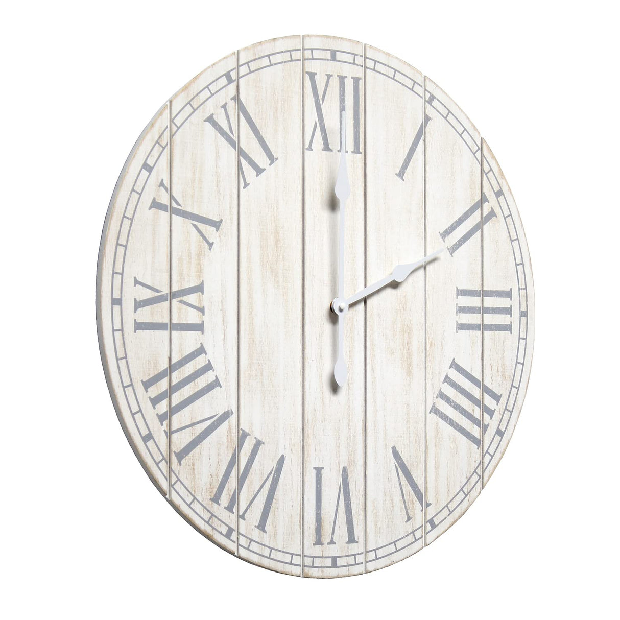 Elegant Designs HG2003-WWH Wood Plank 23" Large Coastal Rustic Wall Clock, White Wash Elegant Designs
