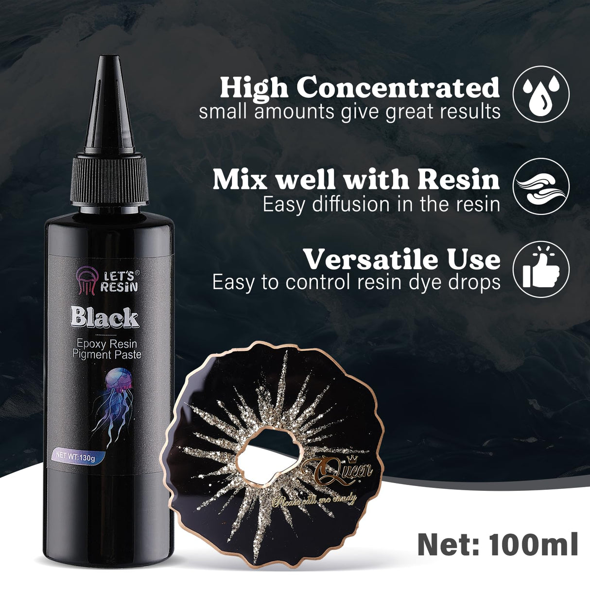 LET'S RESIN 1 Gallon Epoxy Resin Kit with Black Epoxy Resin Pigment Paste,100ml High Concentrated Epoxy Resin Color Pigment for Resin Art LET'S RESIN