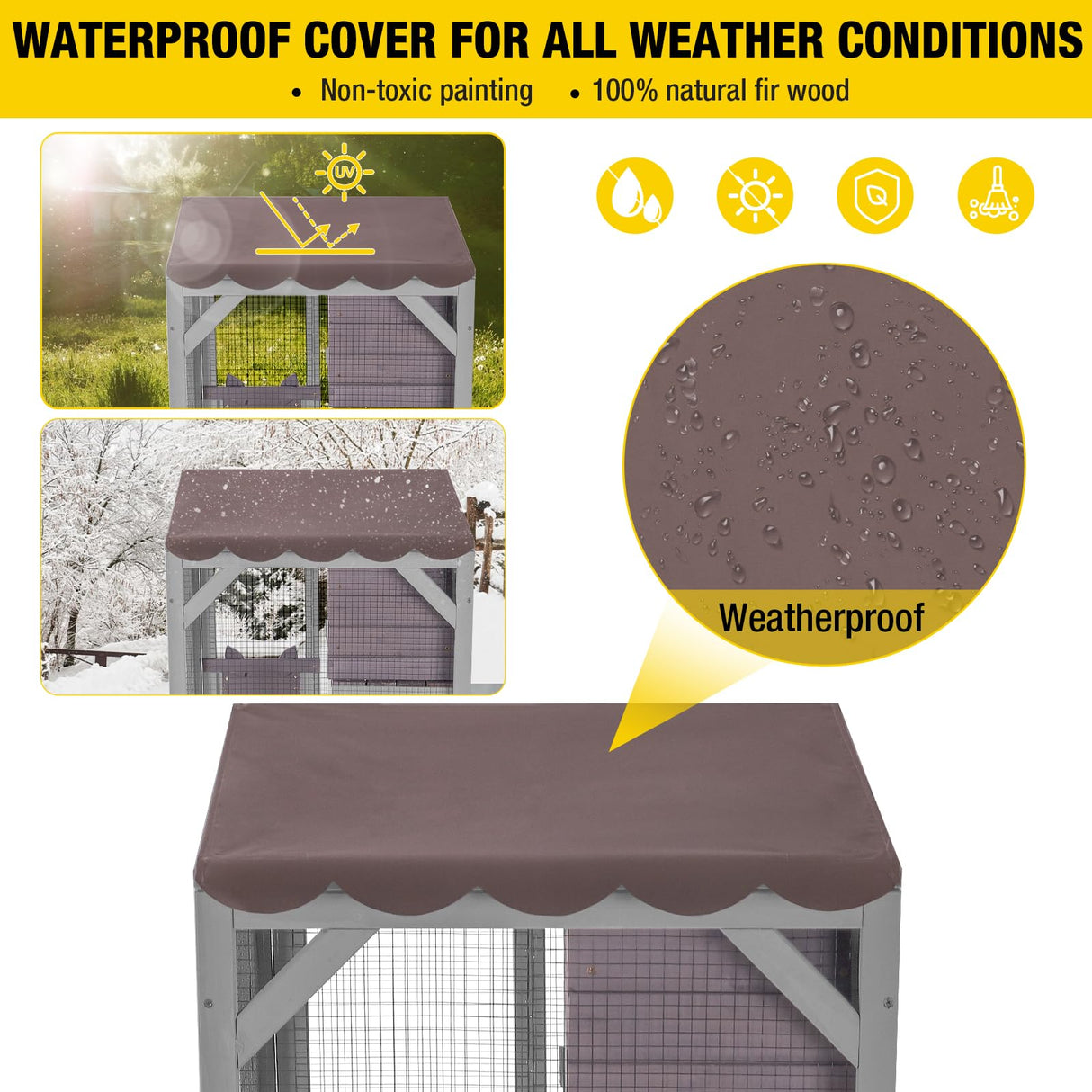 Aivituvin Cat Catio Outdoor Cat House Movable Large Enclosures on Exercise Wheels Kitty Cage with Upgraded Resting Box,Waterproof Cover Aivituvin