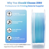 ZIRO Color Change Filament, Matte Multi Colors 3D Printer Filament, Faster Color Change by Length PLA, Dimensional Accuracy +/-0.03mm, 1KG/ 2.2lbs Spool, Fit Most FDM 3D Printer, Glacier ZIRO