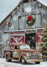 Christmas Stamped Cross Stitch Kits - Red Truck Counted Cross Stitch Kits for Beginners Adults Needlepoint Cross-Stitch Patterns Dimensions Needlecrafts Embroidery Kits Arts and Crafts WUSARPLY