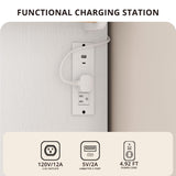 IRONCK Kitchen Island with Storage and Power Outlet, Rolling Kitchen Island on Wheels with Extendable Dining Table, Kitchen Cart with Wine Rack and 3 Open Shelves, White IRONCK