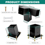 TOPTGO 3 PCS Pergola Brackets Kit,15° 4-Way Slanted Roof Pergola Bracket Set 4x4 (Actual: 3.5x3.5 in),Angle Corner Bracket with Post Base for Wooden Beams Lumber Gazebos Patio Pergola Sheds TOPTGO