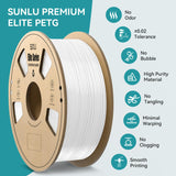 SUNLU Official Elite PETG Filament 1.75mm - 1kg(2.2lbs) Strong, Accurate 3D Printer Filament, 320 Meters, White YOOPAI