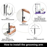 Adjustable Dog Grooming Arm with Clamp,2 No Sit Haunch Holder&Loop Noose,Adjustable Height,Foldable Dog Grooming Table Arm for Small Dogs&Puppies,Arm for Grooming Tables,Pet Grooming Stand wikdey