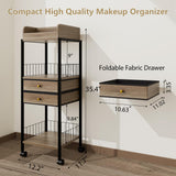 Makeup Organizer Cart Shelf Floor Skincare Organizers Make Up and Station Storage Cabinet For Vanity Standing Cosmetics With Drawers and Wheels For Nail Polish Perfume Hair Tool Beauty(Grey Oak) lurcns