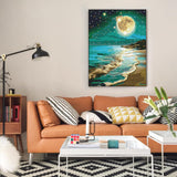 Offito Moon Beach Diamond Art Kits for Adults, 5D Seaside Moonlight Diamond Painting Kits for Beginners, DIY Full Drill Dots Gem Art Paint for Home Wall Decor 12 x 16 Inch Offito