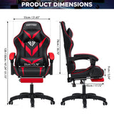 HOFFREE Massage Gaming Chair for Kids Computer Gamer Chair with Footrest and Lumbar Support Reclining PC Game Chair with Headrest for Gaming Room Red and Black HOFFREE