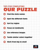 TDC Games US Map Puzzle Great American Roadtrip with Individual States, 1000 Piece Jigsaw Puzzle for Kids and Adults, Large America Shaped Educational Puzzle, Challenging Puzzle Map of USA TDC Games