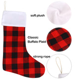 DIYASY Christmas Red Black Buffalo Plaid Stockings,6 Pack 18 Inches Large Plaid Stockings with Plush Cuff,Classic Christmas Stockings Decorations for Fireplace Hanging and Holiday Décor DIYASY