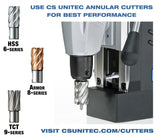 C.S. Unitec MABasic 450 Portable Magnetic Drill Press | 1150W 2-Speed Benchtop Power Drill Machine w/up to 1-3/4" Diameter & 6-1/3" Depth of Cut | Oil Bottle Included CS Unitec