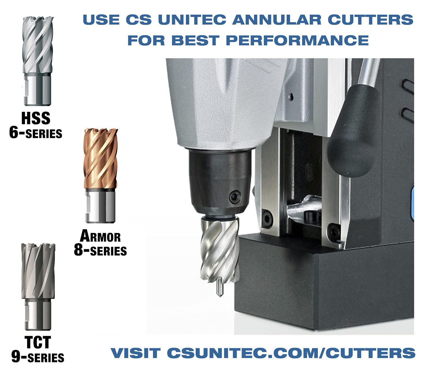 C.S. Unitec MABasic 450 Portable Magnetic Drill Press | 1150W 2-Speed Benchtop Power Drill Machine w/up to 1-3/4" Diameter & 6-1/3" Depth of Cut | Oil Bottle Included - WoodArtSupply