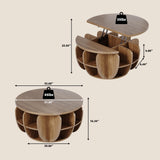 32.7" Lift Top Coffee Table with Storage, Wood Round Center Table with Hidden Storage Compartment & Shelves, Mid Century Modern Coffee Tables for Living Room Rustic Accent Small Center Table TOKSOM