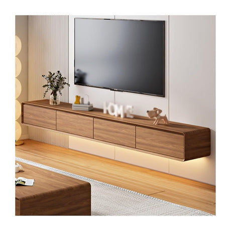 Fakednss Floating TV Stand with 3 Drawers, 63/78/94'' Modern Oak Wooden Wall Mounted TV Stand, Fully Assembled Entertainment Center Media Console for Bedroom,Living Room(Brown,240cm) Fakednss