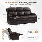 Power Recliner Sofa with LED Lights, USB Charging & Console – PU Leather Wall Hugger Couch for RV, Home Theater & Living Room Electric Reclining Sofa with Cup Holders& Zero-Wall Clearance Design LURVIA