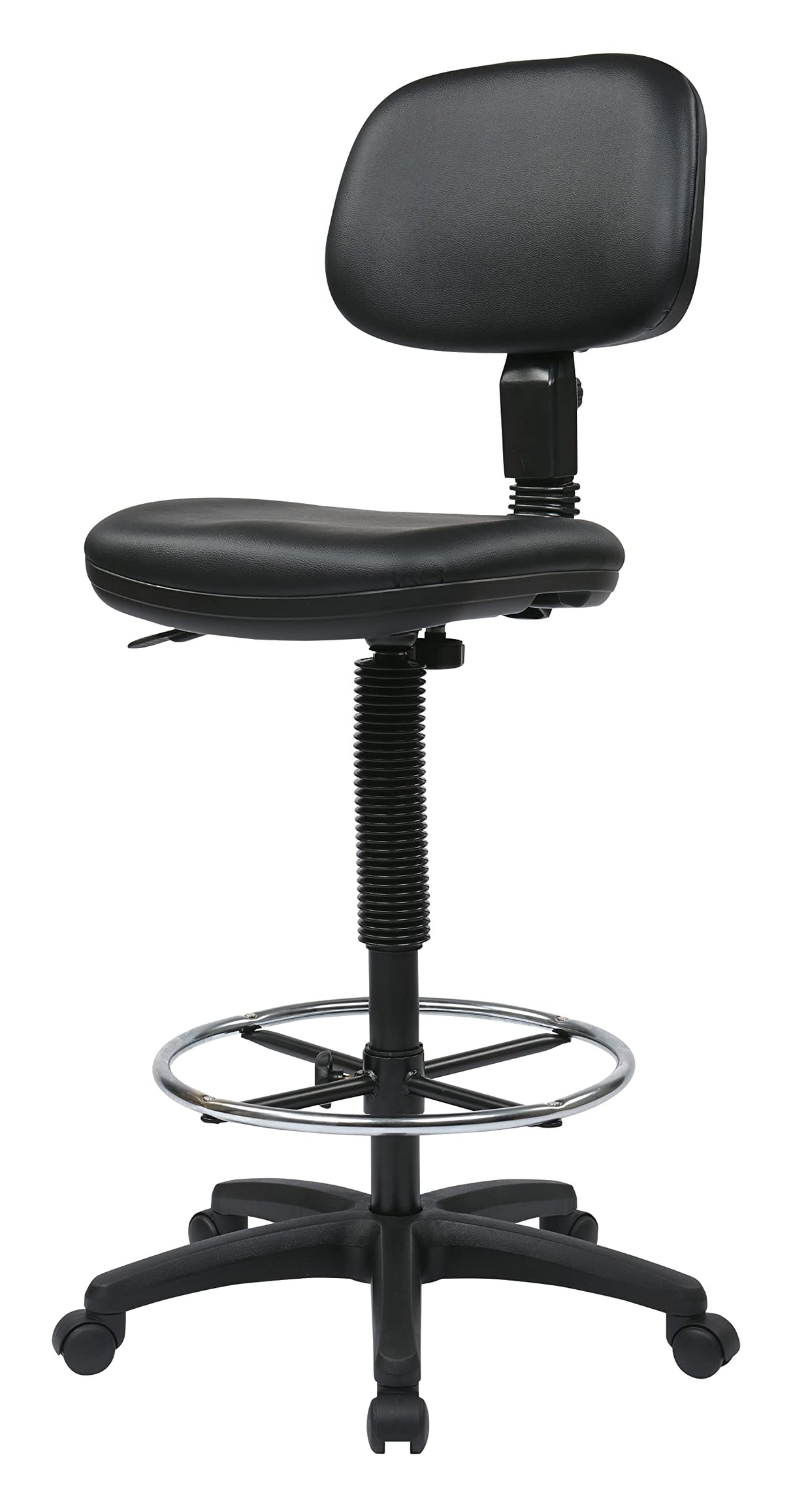 Office Star DC Series Adjustable Drafting Chair with Foot Ring and Sculptured Foam Seat, Black Vinyl Office Star Products