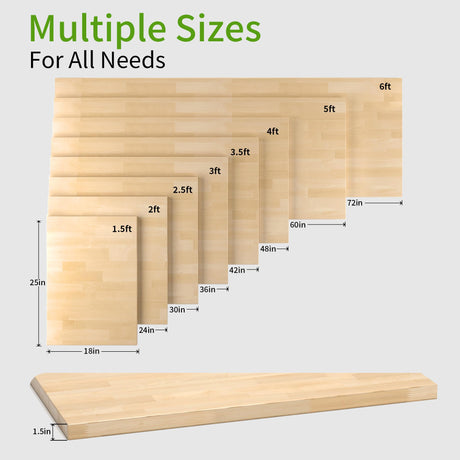 Butcher Block Countertop Solid Wood Table Top Birch Countertop Cutting Board for DIY Wood Desk Top Washer Dryer Counter Top Butcher Block Work Bench Top for Office Desk，Unfinished Tops 24 x 25x 1.5 in RKVPCNE