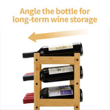 VASMIA Bamboo Wine Rack, Sturdy and Durable Wine Storage Cabinet Shelf, Wine Racks Countertop for Pantry,Kitchen,3-Tier 12 Bottles Wine Rack Natural VASMIA