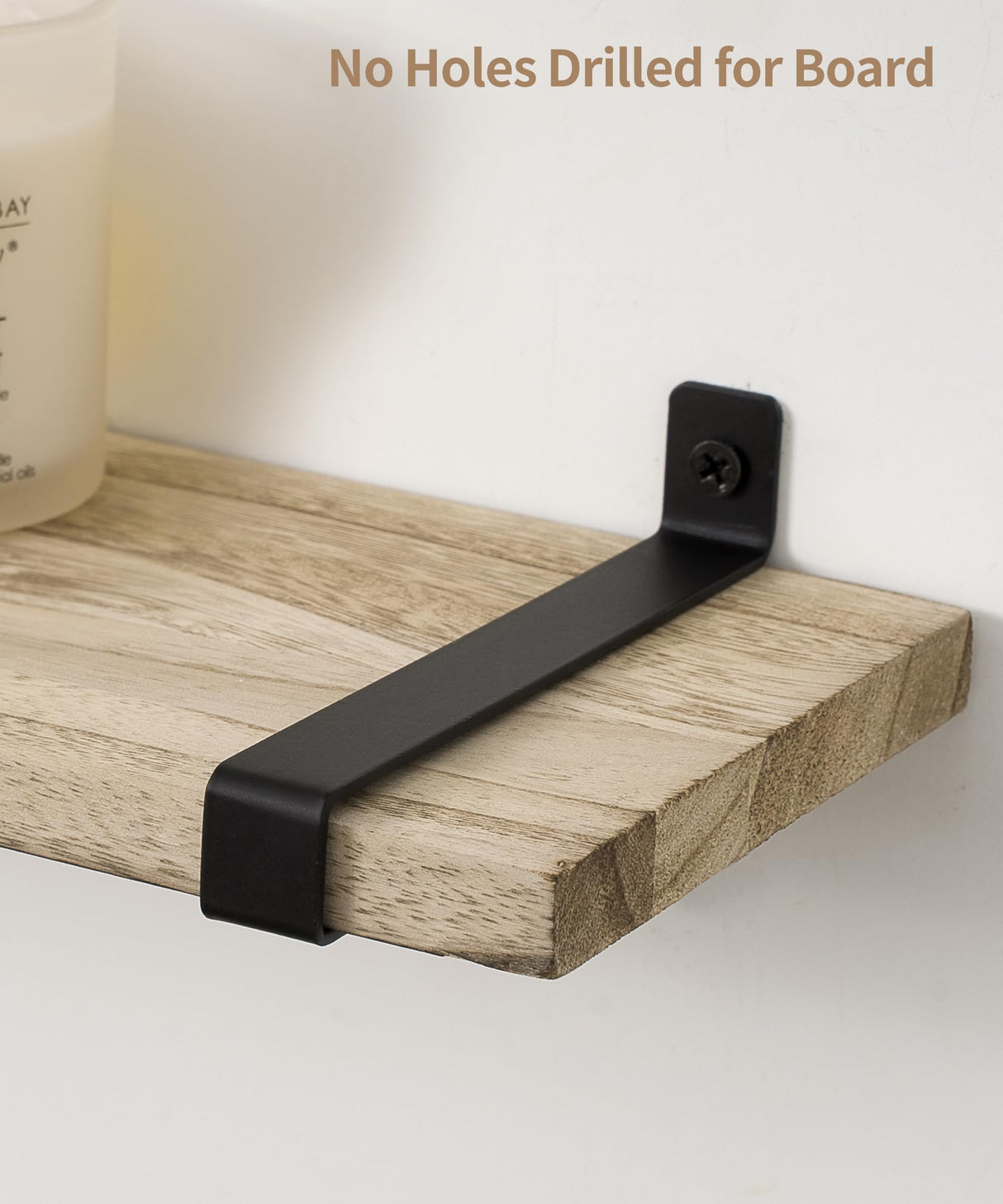 Gronda Floating Shelves Natural Wood Set of 3, 24 Inch Rustic Solid Wood Shelf Wall Mounted Farmhouse Decor Shelves for Bathroom Living Room Bedroom Kitchen Gronda