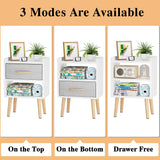 LUCKNOCK Night Stand with Drawer, Modern Nightstand, Bedside Tables, Mid Century Nightstands with Open Storage Shelf, Wood Bedside Table, Small Night Stands for Bedroom, 2-Tier Night Table, White. LUCKNOCK