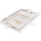 MyGift Shabby Chic Whitewashed Wood Breakfast Serving Tray with Cutout Handles MyGift