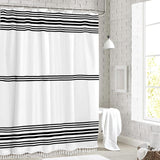 Seasonwood Black and White Shower Curtain with Tassels,Farmhouse Fabric for Bathroom,Heavy Weighted, 72 x 72 Seasonwood