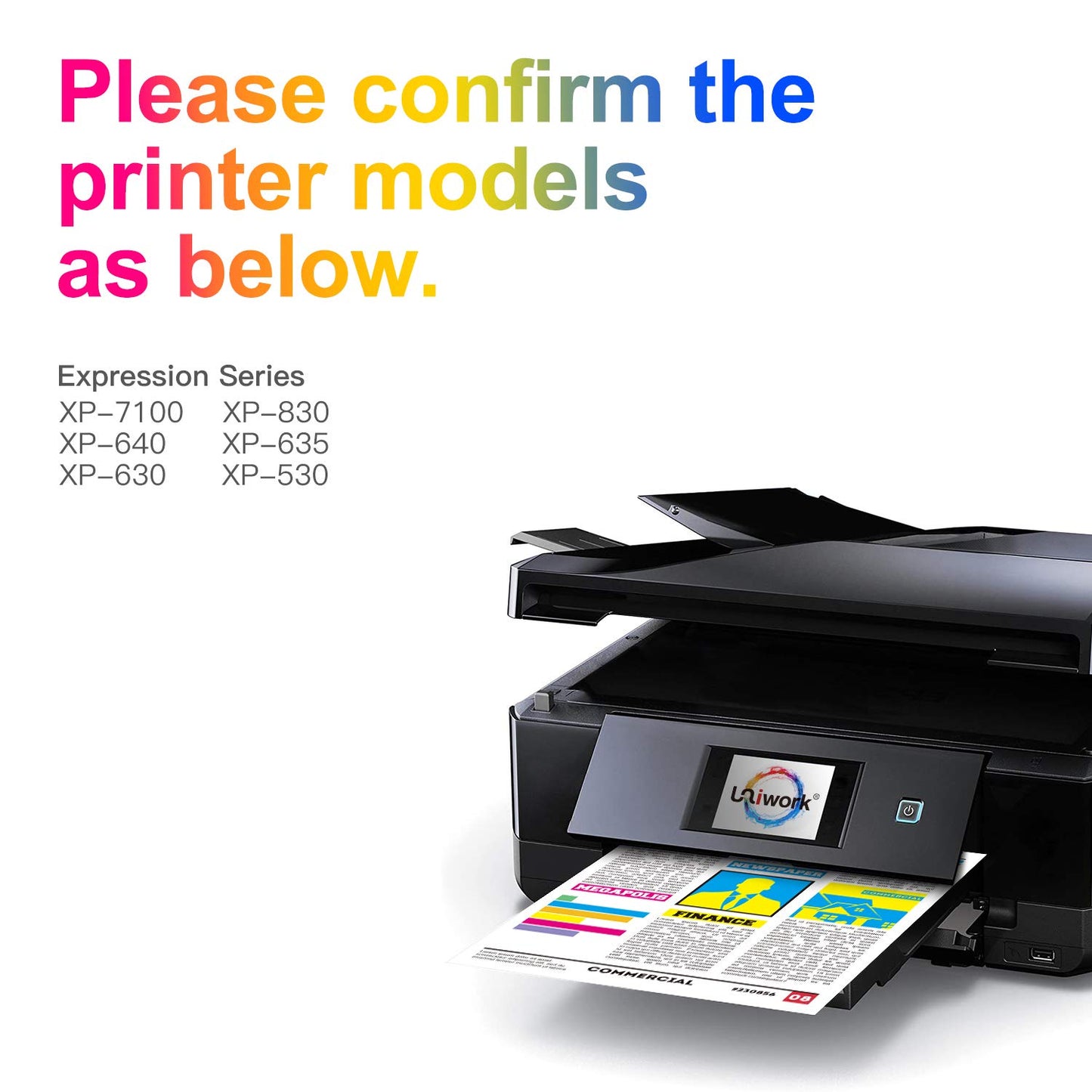 Uniwork Remanufactured Ink Cartridge Replacement for Epson 410XL 410 XL T410XL use for Expression XP-830 XP-640 XP-7100 XP-630 XP-530 XP-635 Printer Tray (Latest Upgraded Chip, 5 Pack)