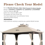 SCOCANOPY Replacement Top for 10x12 FT Gazebo Massillon Biscayne,Cabin-Style L-GZ933PST,Turnberry L-GZ933PCO-L,Tuscany L-GZ933PST-K (Light Beige Ripstop) SCOCANOPY