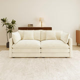 76.7” Oversized Beige White Loveseat Sofa, 2 Seater Large Sectional Couches for Living Room, Chenille Fabric Modular Sectional Sofa, Deep Seat Home Sofas Set, Love Seat Couches ZenNook