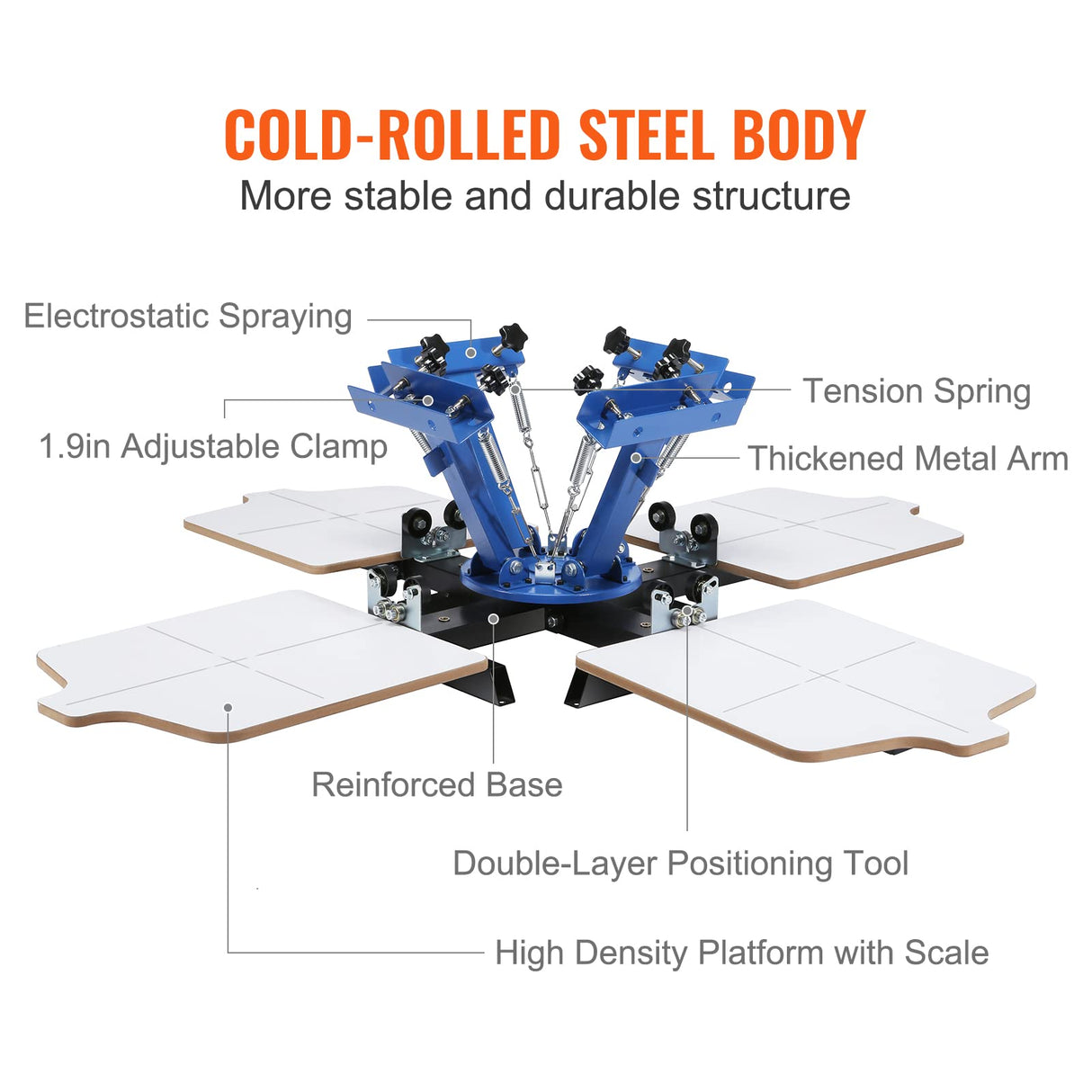 VEVOR Screen Printing Machine, 4 Color 4 Station 360° Rotable Silk Screen Printing Press, 21.2x17.7in / 54x45cm Screen Printing Press, Double-Layer Positioning Pallet for T-Shirt DIY Printing VEVOR