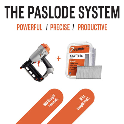 Paslode, Pneumatic Finish Nailer, 515500, 16 Gauge, Air Compressor Powered - WoodArtSupply