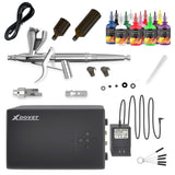 XDOVET 55PSI High-Pressure Airbrush kit with Air Compressor, Six-Speed Adjustable Trigger Airbrush Gun with 12-Color Paint,Air Brush Set for Miniature Painting, Model Cars Painting,Hobby XDOVET