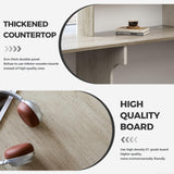 Anzhap L-Shaped Reception Desk with Counter, Modern Front Desk Checkout Counter with Drawer, Storage Cabinet, Keyboard Tray for Office, Salon, Lobby (Oak + Warm White/Right, 110" L*24" W*41" H) Anzhap