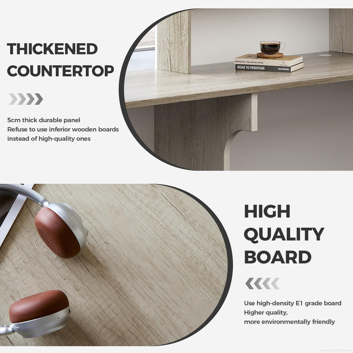 Anzhap L-Shaped Reception Desk with Counter, Modern Front Desk Checkout Counter with Drawer, Storage Cabinet, Keyboard Tray for Office, Salon, Lobby (Walnut + Iron Gray/Right, 94" L*24" W*41" H) Anzhap