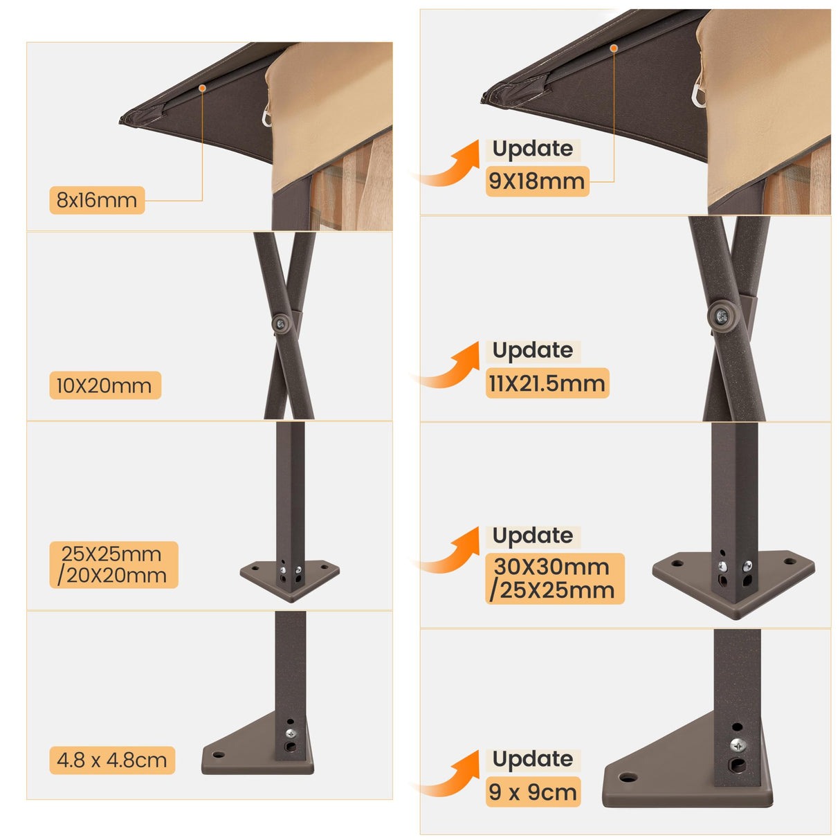 Yaheetech 11'x11' Pop Up Gazebo Instant Tent with 17 Solar LED Lights & Zippered Mesh Netting, Outdoor Shelter Sun Shade Gazebo with Sandbags for Backyard Garden Patio, Khaki & Brown Yaheetech