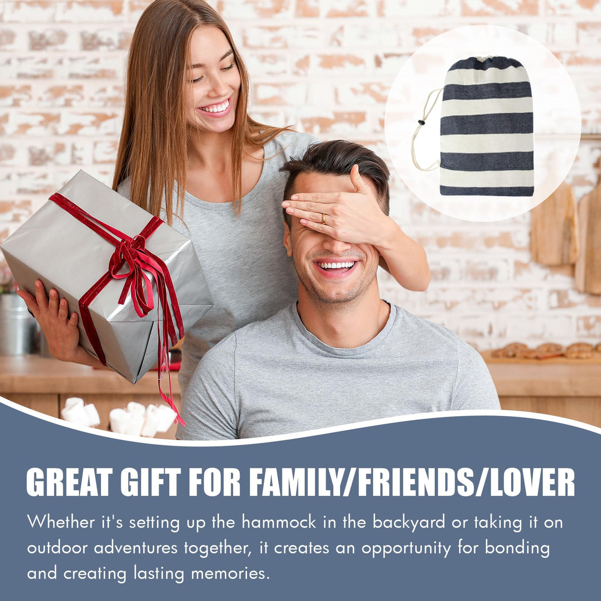 INNO STAGE Double Hammock - 2 Persons Portable Hanging Camping Bed, Blue, 118.3"L x 63"W, 350Lbs Capacity, Polyester, Supports Up to 350 lbs INNO STAGE