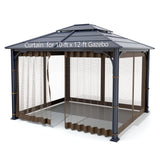 Gazebo Universal Replacement Mosquito Netting - Wonwon Outdoor Gazebo Canopy 4-Panel Screen Walls with Zipper for 10' x 12' Gazebo (Mosquito Net Only) (Brown) Wonwon