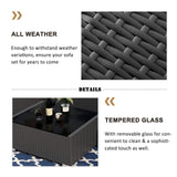 Vakollia 10 Pieces Patio Furniture Set with 44" Propane Gas Fire Pit Table, Outdoor Sectional Wicker Conversation Sofa Sets with Coffee Table Vakollia